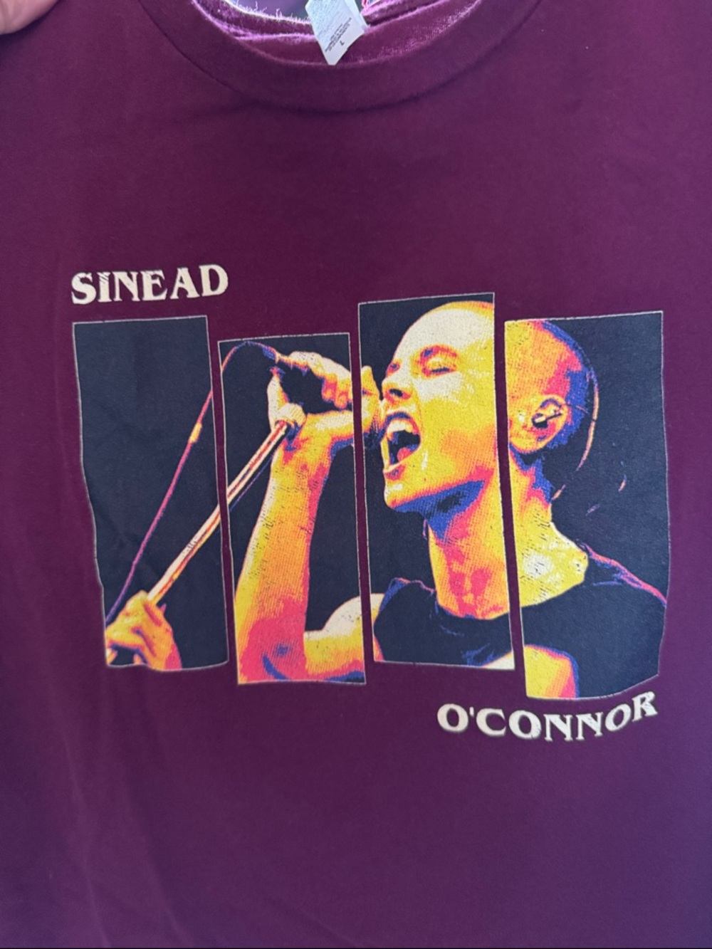 Maroon Sinead O'Connor / black flag bars Graphic Tee, large quality punk t-shirt - Picture 4 of 16